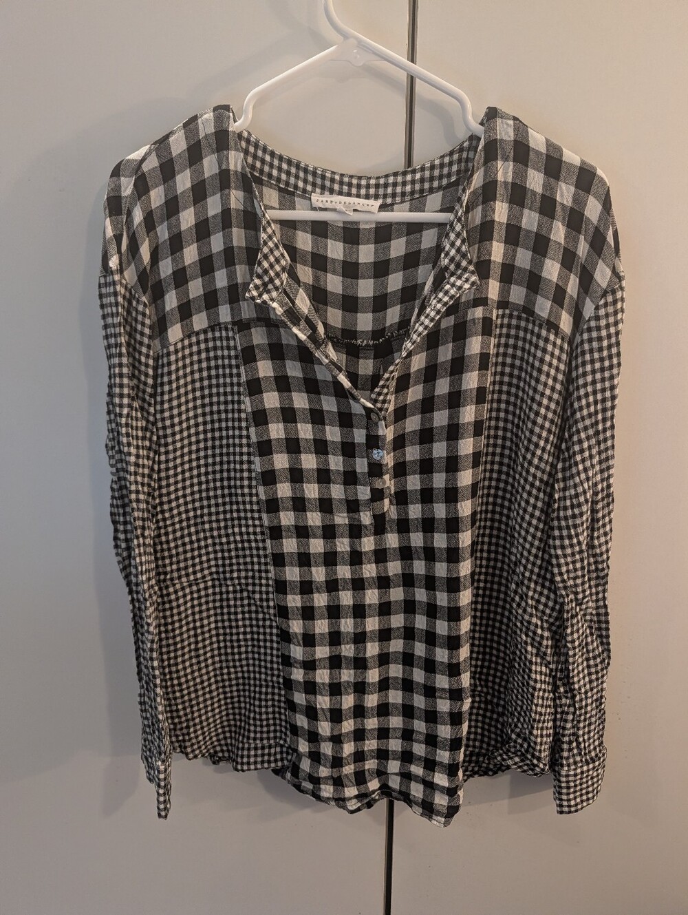 Jane & Delancey Woman's M Black & White Gingham Button-Front Blouse